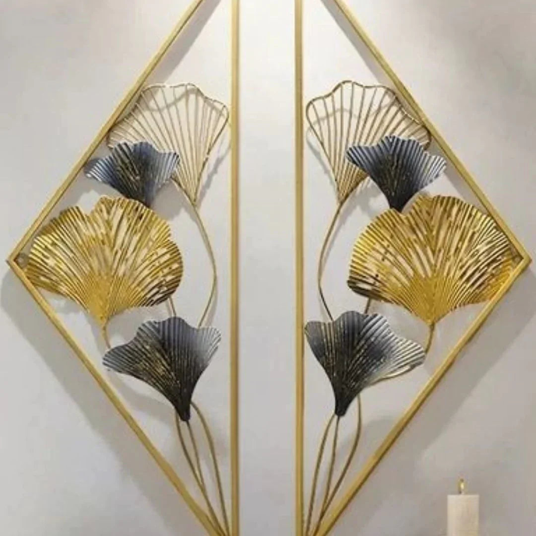 Nestique Special Split Diamond with Leaves Wall Art (12 x 30 Inches Each)