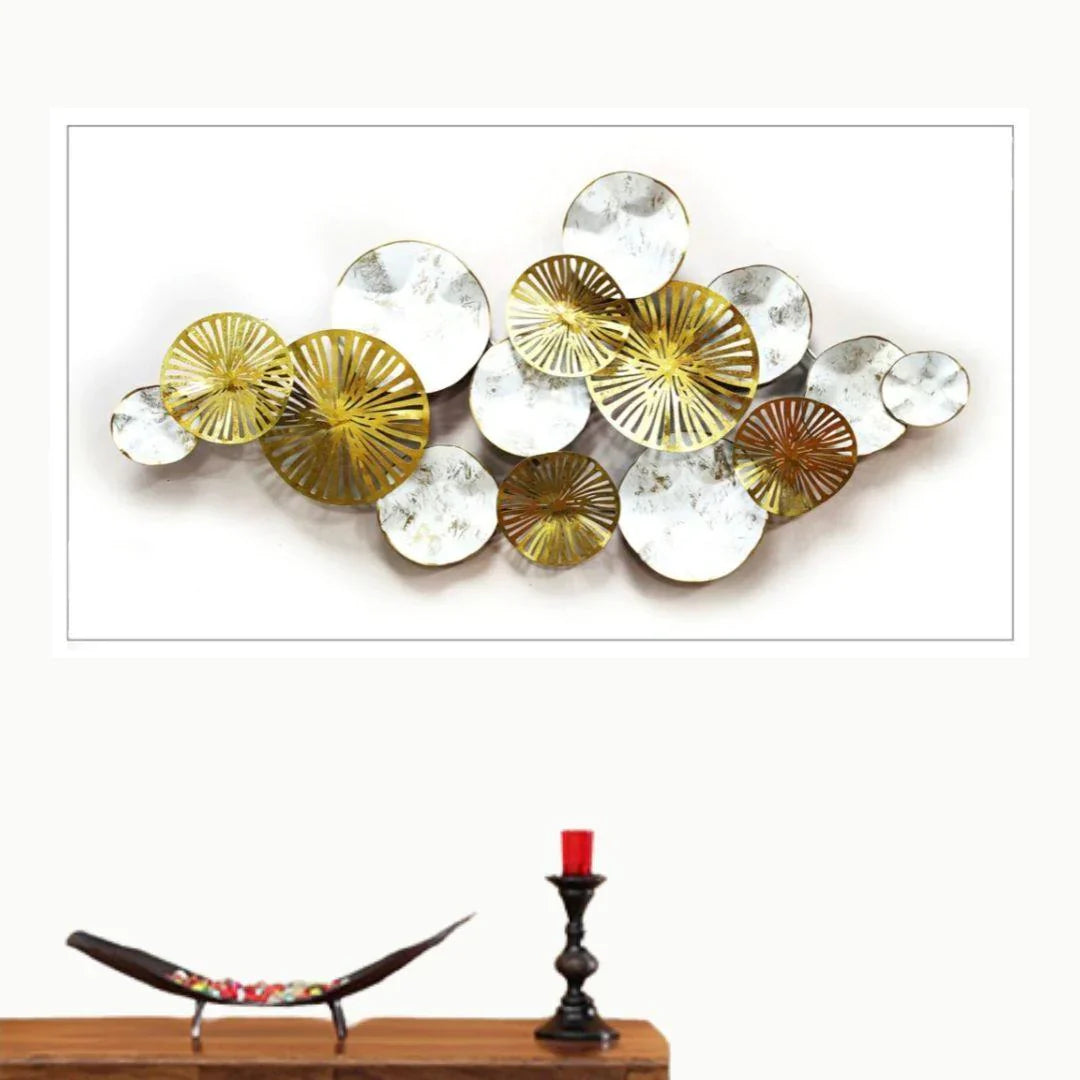 Nestique Special Golden white metal art (52 x 26 Inches) For Walls
