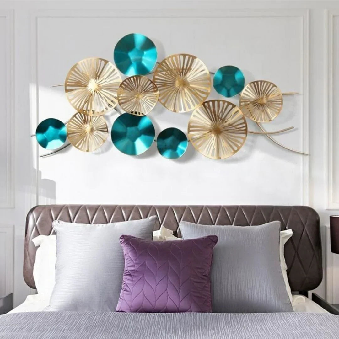 Nestique Special Sparkling Golden Blue Abstract Wall Art (48 x 24 Inches)
