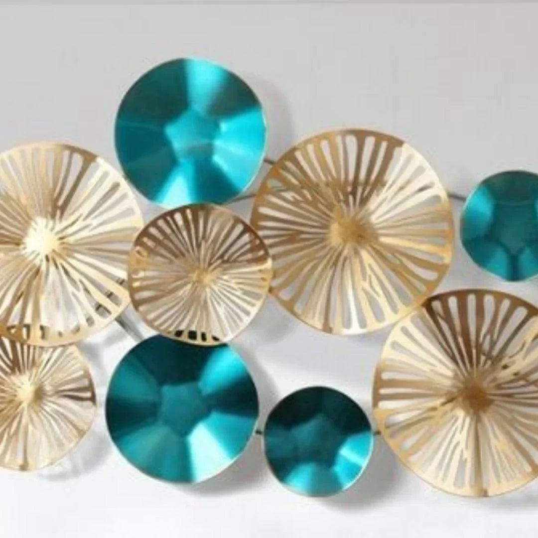 Nestique Special Sparkling Golden Blue Abstract Wall Art (48 x 24 Inches)