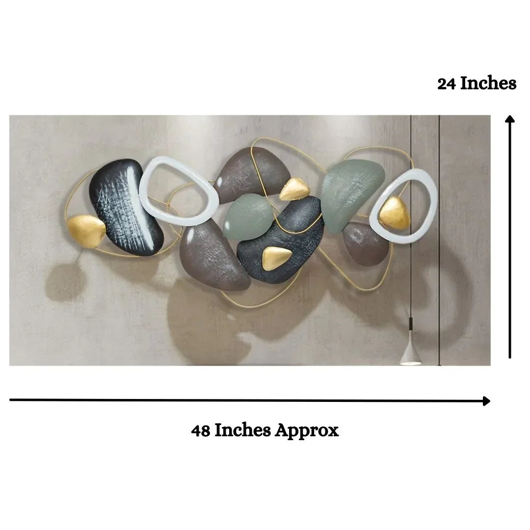 Nestique Multicolor Pile of Stones Metal wall Art (48 x 24 Inches)
