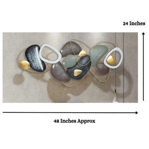 Nestique Multicolor Pile of Stones Metal wall Art (48 x 24 Inches)