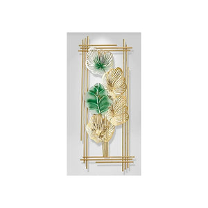 Nestique The Metallic Framed Gold and green plant wall art (15 x 30 Inches each)