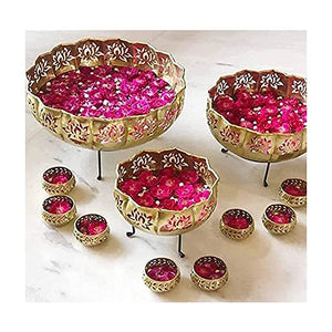 Nestique Handicrafts Iron Solid Lotus Urli with Stand Pot for Floating Flower