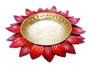 Nestique Decorative Round Lotus Shape Metal Urli Candle Flower for Diwali