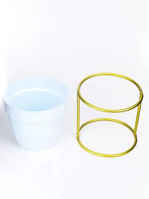 Nestique White oval metal desk planter with stand Plant Container Set (Metal)