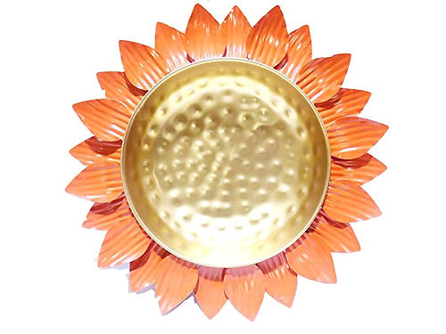 Nestique Decorative Round Lotus Shape Metal Urli Pot Floating Candle Flower