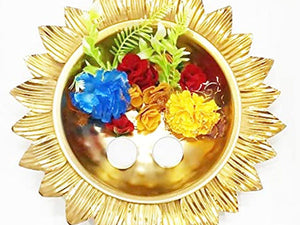 Nestique Decorative Round Lotus Shape Metal Urli Pot Floating Candle Flower