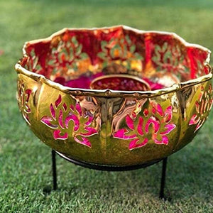 Nestique Handicrafts Iron Solid Lotus Urli with Stand Pot for Floating Flower