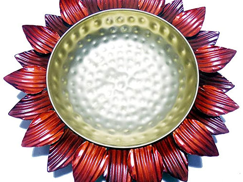Nestique Decorative Round Lotus Shape Metal Urli Candle Flower for Diwali