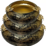 Nestique Tyre Shape Urli Hammered Bowl with 3 Butterfly on top of each Urli