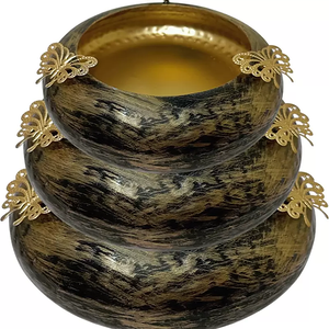 Nestique Tyre Shape Urli Hammered Bowl with 3 Butterfly on top of each Urli