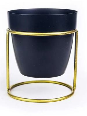 Nestique Black oval metal desk planter with stand(WITHOUT PLANT) Plant Container