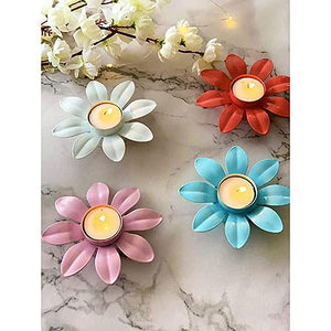 Nestique ron Metal Beautiful Flower Shaped Candle Diya Holder Keeper Stand Festiva