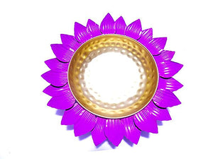 Nestique Decorative Round Lotus Shape Metal Urli Pot Floating Candle Flower