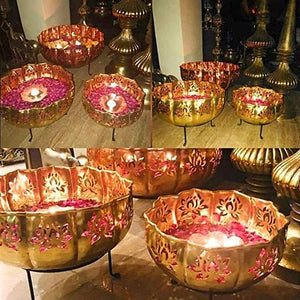Nestique Handicrafts Iron Solid Lotus Urli with Stand Pot for Floating Flower
