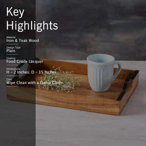 Inseparables Teak Wood Serving Tray - Black